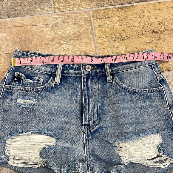 Kancan Women's Distressed Denim Jeans Shorts Blue Ripped Size Small S - Picture 8 of 10